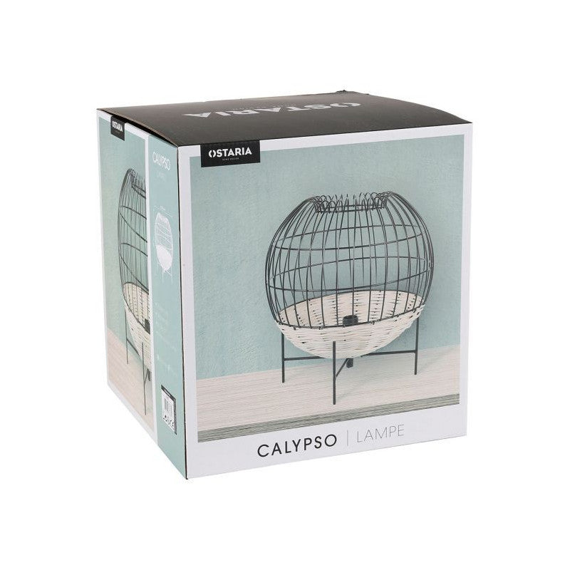 Lampe à Poser Calypso Boule Rotin Et Métal Ostaria
