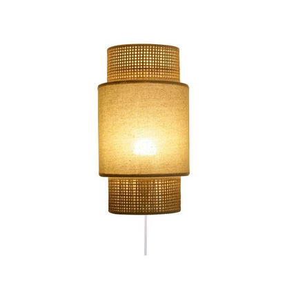  Applique Incurvée Rotin Et Tissu Beige Ostaria