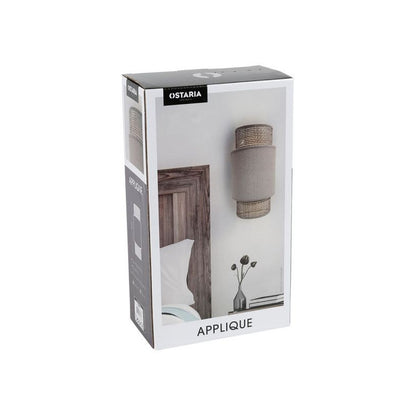  Applique Incurvée Rotin Et Tissu Beige Ostaria