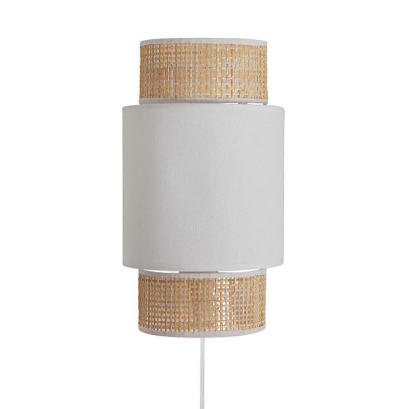  Applique Incurvée Rotin Et Tissu Blanc Ostaria