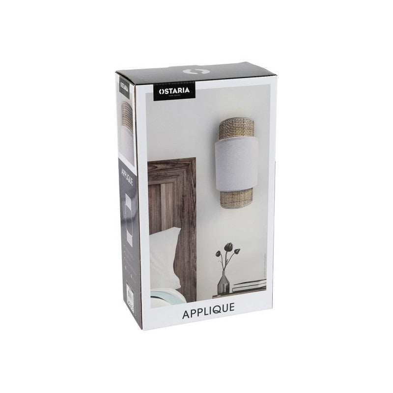  Applique Incurvée Rotin Et Tissu Blanc Ostaria