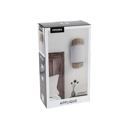  Applique Incurvée Rotin Et Tissu Blanc Ostaria