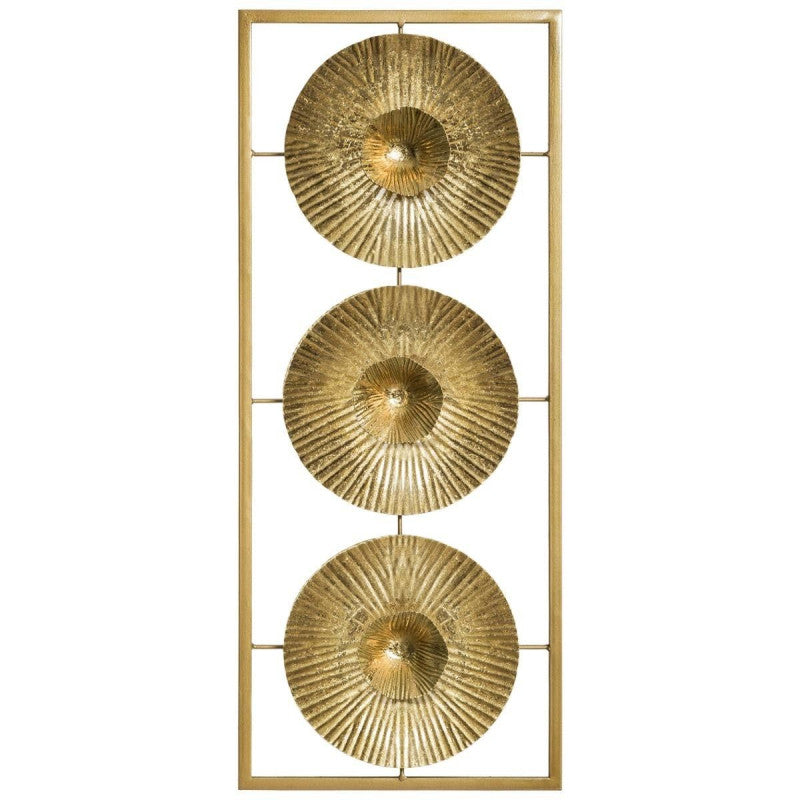  Déco Murale Métal 3 Fleurs Doré Atmosphera