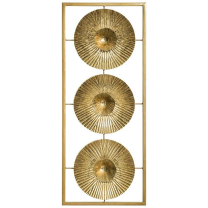  Déco Murale Métal 3 Fleurs Doré Atmosphera