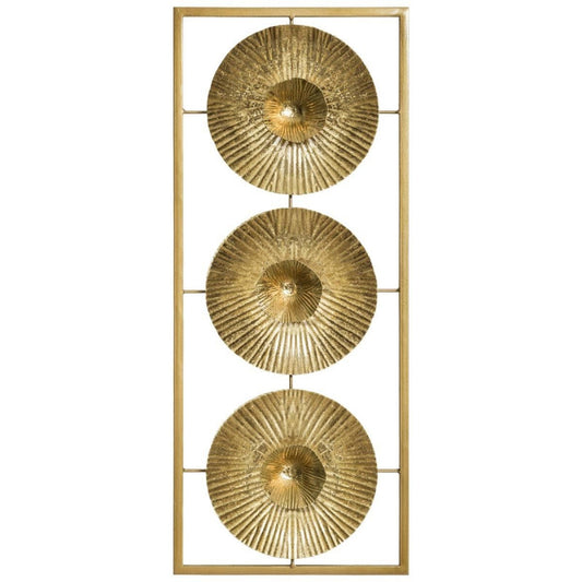  Déco Murale Métal 3 Fleurs Doré Atmosphera