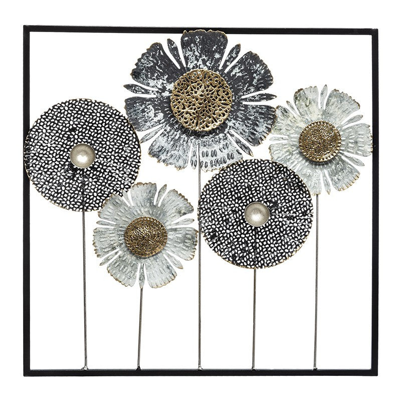  Déco Murale Métal Fleurs 50x50 Atmosphera