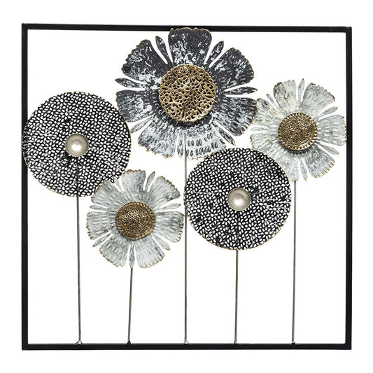  Déco Murale Métal Fleurs 50x50 Atmosphera