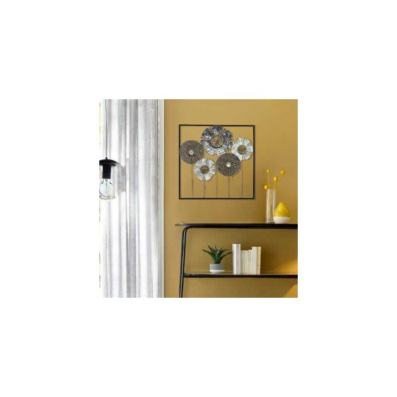  Déco Murale Métal Fleurs 50x50 Atmosphera