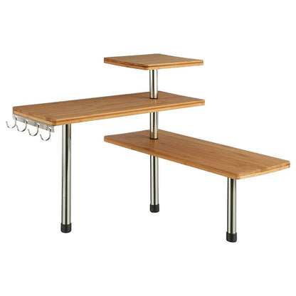  Etagère D'angle 3 Niveaux Bambou Et Inox 5Five