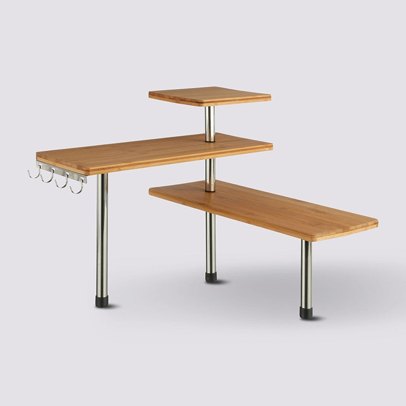  Etagère D'angle 3 Niveaux Bambou Et Inox 5Five