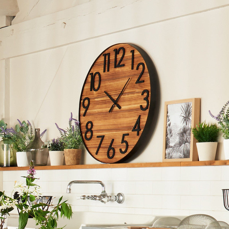  Horloge Abby En Métal Et Bois D70 Atmosphera