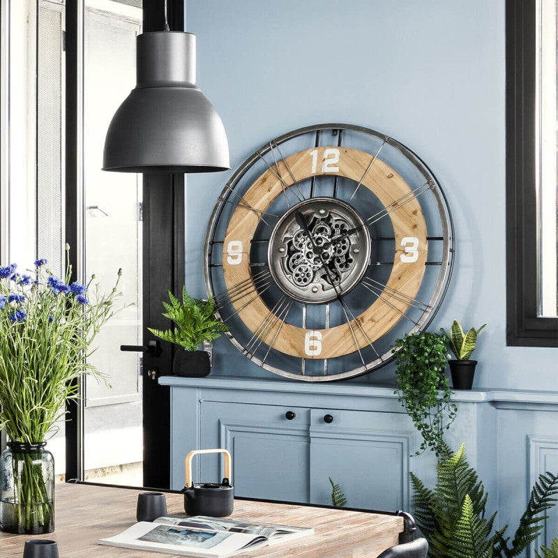  Horloge D90 Rouages Métal Et Sapin Lana Atmosphera