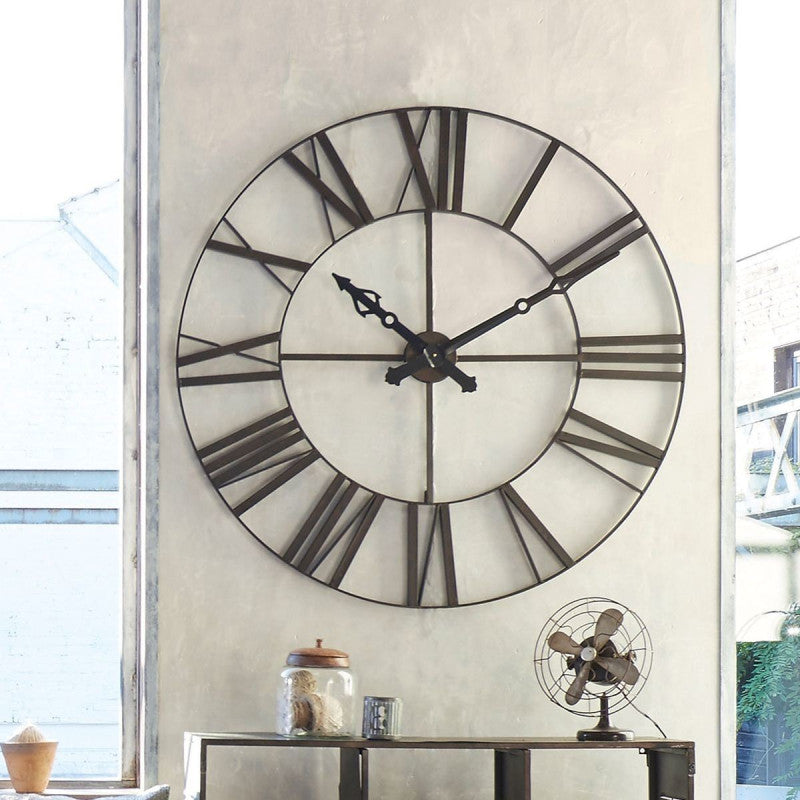  Horloge Métal Chiffres Romains Chocolat Atmosphera
