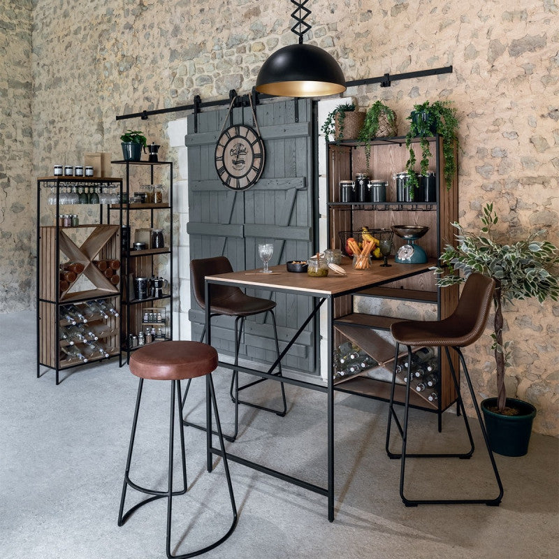  Horloge Métal Et Bois Pouli D58 Atmosphera