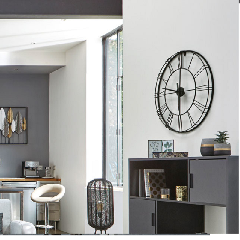  Horloge Géante Silence Métal Noir D70 Cm Atmosphera