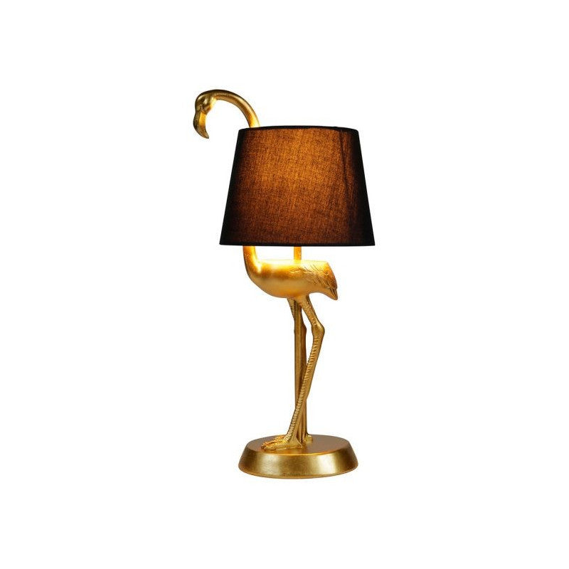 Lampe En Résine Dorée Domingo Flamant Rose Ostaria