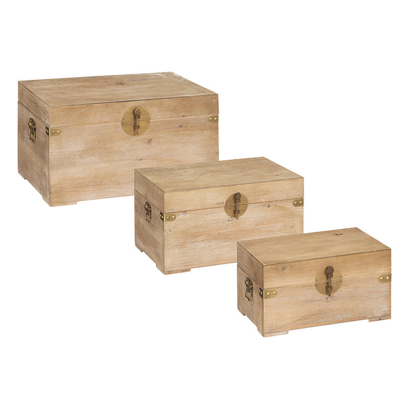  Lot De 3 Malles En Bois Jil Atmosphera