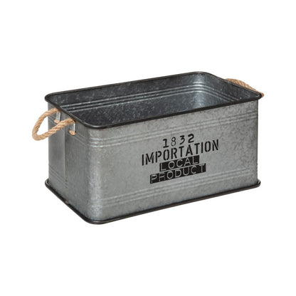  Lot De 3 Malles Métal Gris Plateau Bois Atmosphera