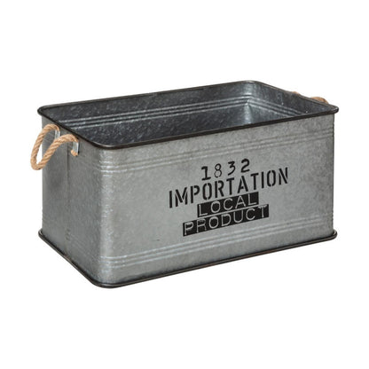  Lot De 3 Malles Métal Gris Plateau Bois Atmosphera