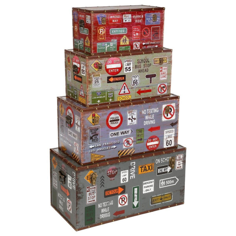  Malles Décor City Lot De 4 Atmosphera