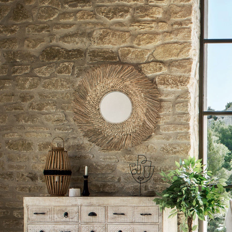  Miroir Rond 80 Cm En Roseau Ael Atmosphera