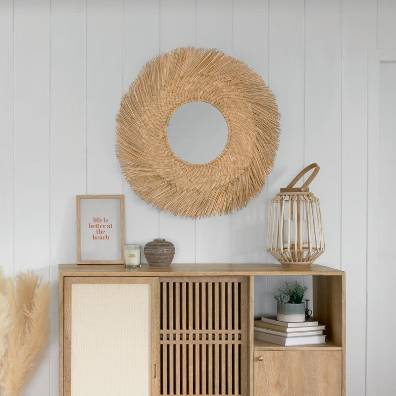  Miroir Rond 80 Cm En Roseau Ael Atmosphera