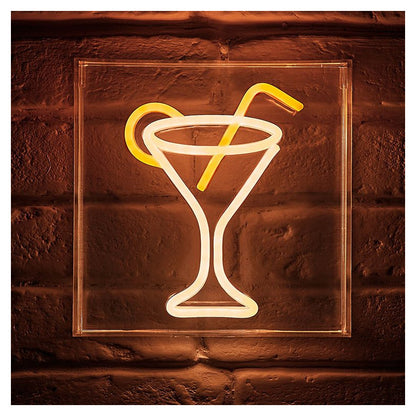  Néon Mural USB Verre Cocktail Ostaria