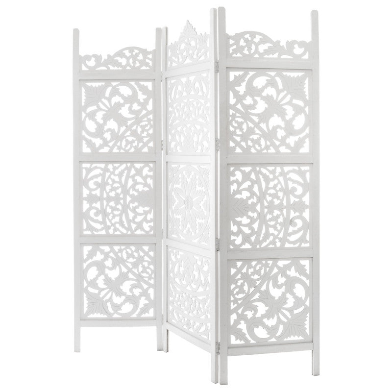  Paravent Blanc Terre Bois Sculpté Atmosphera