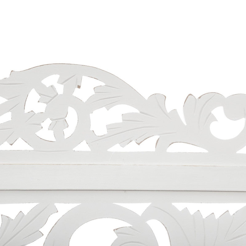  Paravent Blanc Terre Bois Sculpté Atmosphera