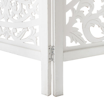  Paravent Blanc Terre Bois Sculpté Atmosphera