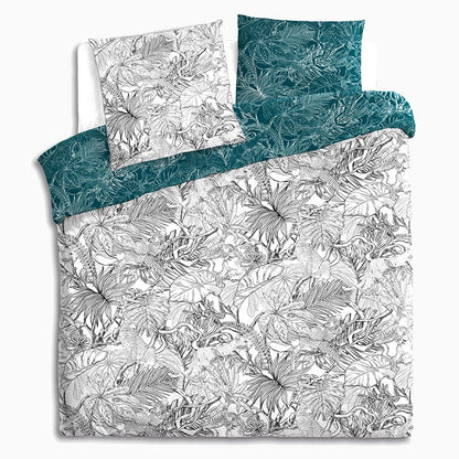  Parure De Lit Jungle Blanc/bleu Canard 240x220 Atmosphera