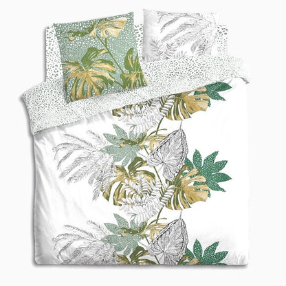  Parure De Lit Monstera Blanc Et Vert 240x220 Atmosphera