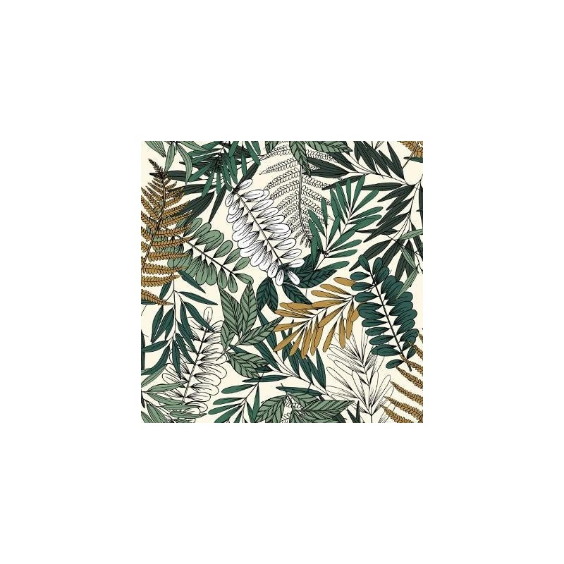  Parure De Lit Tropik Vert/blanc/moutarde 240x220 Atmosphera