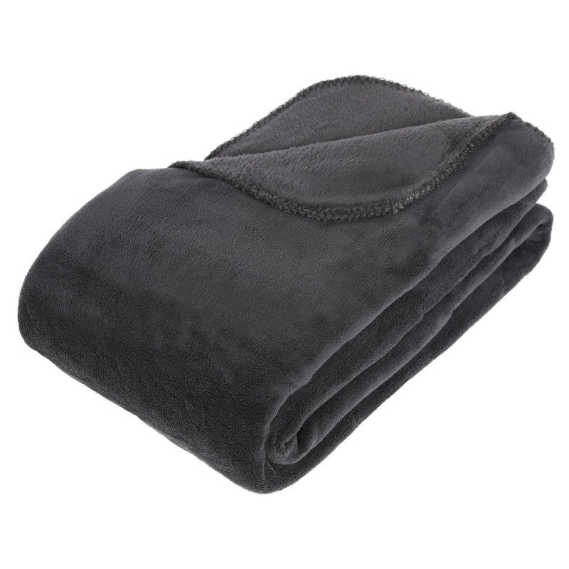 ATMOSPHERA Plaid Grand Modèle Microfibre 180x230 Cm Gris Anthracite