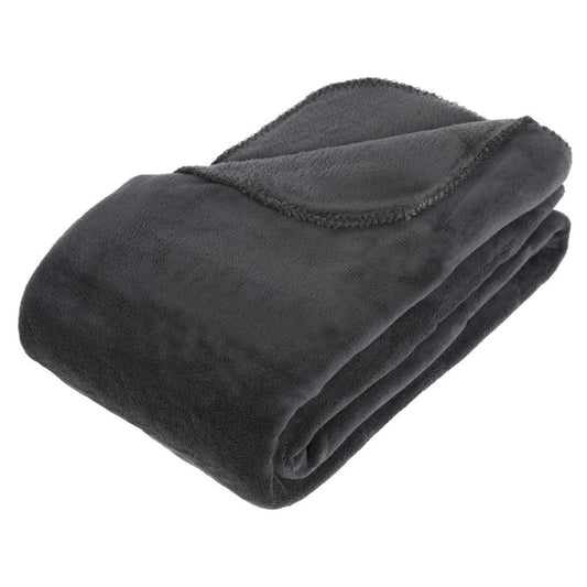 ATMOSPHERA Plaid Grand Modèle Microfibre 180x230 Cm Gris Anthracite