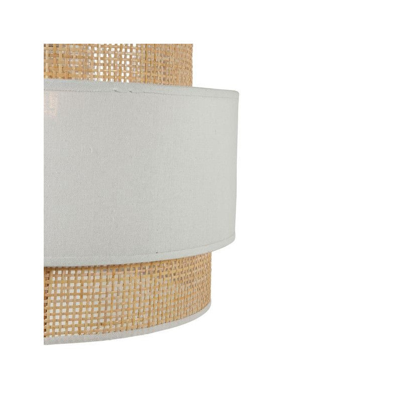 Suspension 3 Abat-jours Cannage Et Tissu Blanc Ostaria