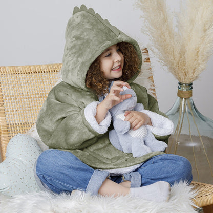  Sweat Plaid à Capuche Dino Vert Enfant Atmosphera