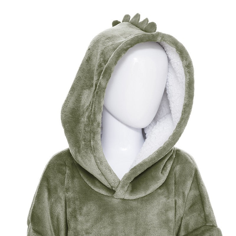  Sweat Plaid à Capuche Dino Vert Enfant Atmosphera