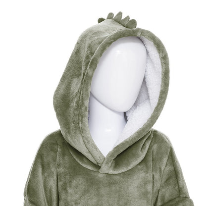  Sweat Plaid à Capuche Dino Vert Enfant Atmosphera