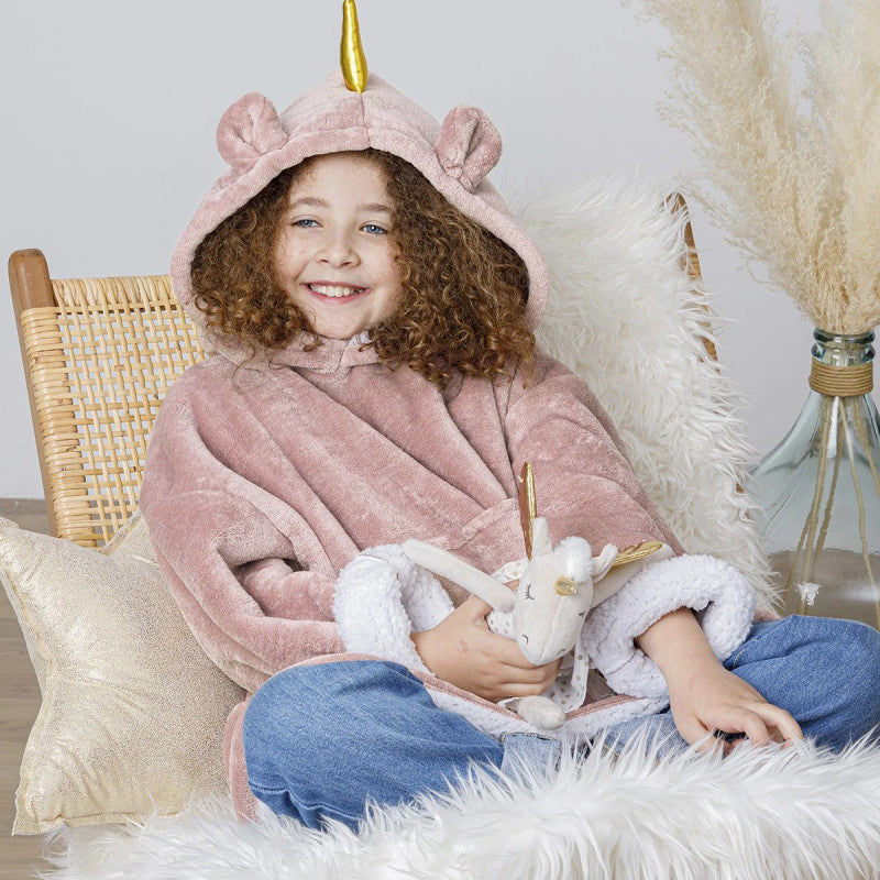  Sweat Plaid à Capuche Licorne Rose Enfant Atmosphera