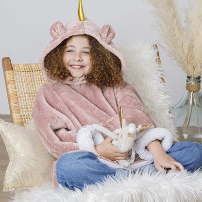  Sweat Plaid à Capuche Licorne Rose Enfant Atmosphera