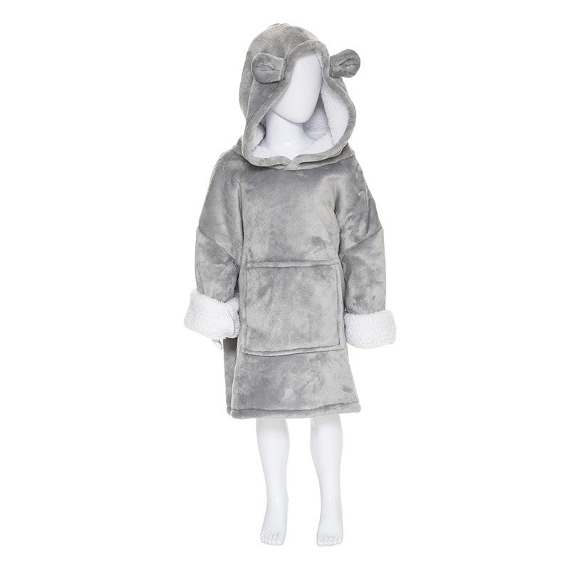  Sweat Plaid à Capuche Ours Gris Enfant Atmosphera