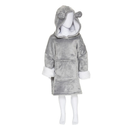  Sweat Plaid à Capuche Ours Gris Enfant Atmosphera