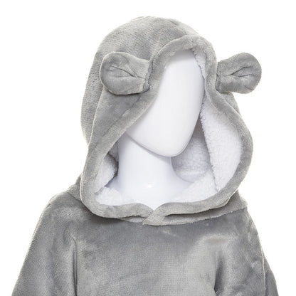  Sweat Plaid à Capuche Ours Gris Enfant Atmosphera