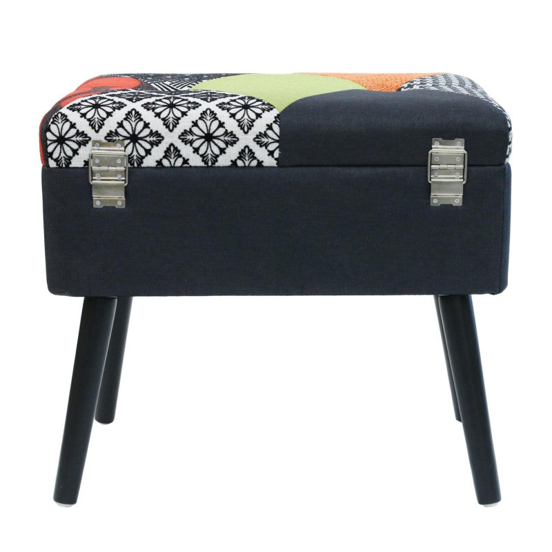  Tabouret Coffre Valise Patchwork Sur Pieds