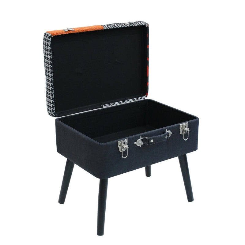  Tabouret Coffre Valise Patchwork Sur Pieds