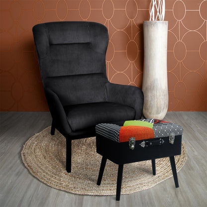  Tabouret Coffre Valise Patchwork Sur Pieds