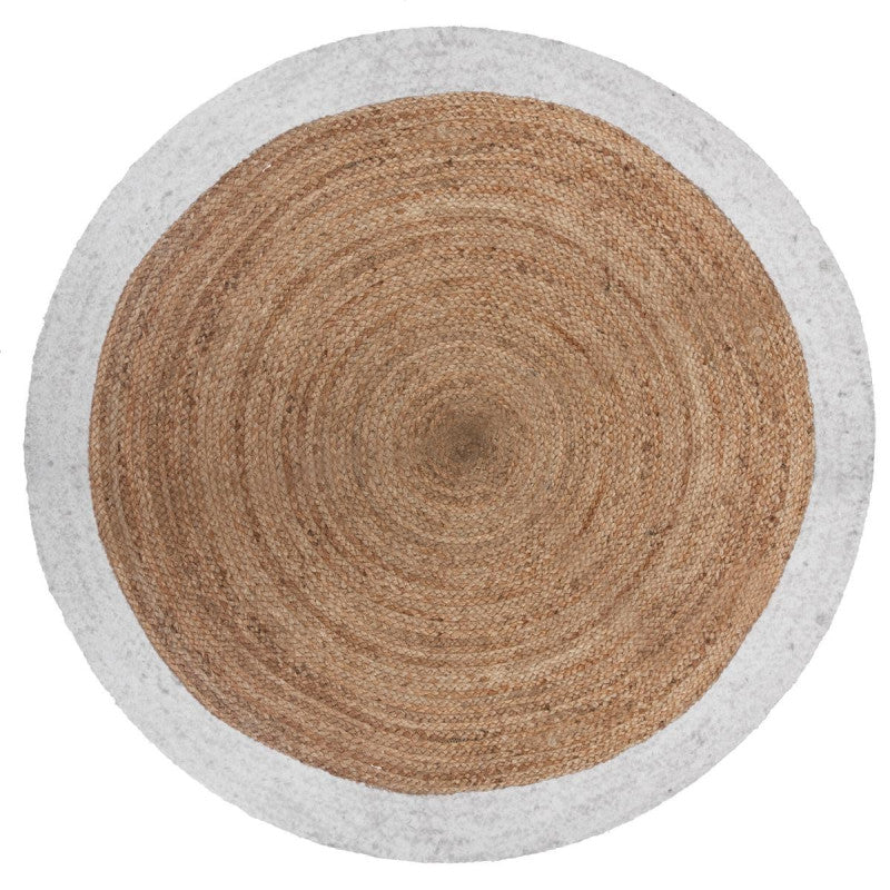  Tapis En Jute Bord Blanc D120 Atmosphera