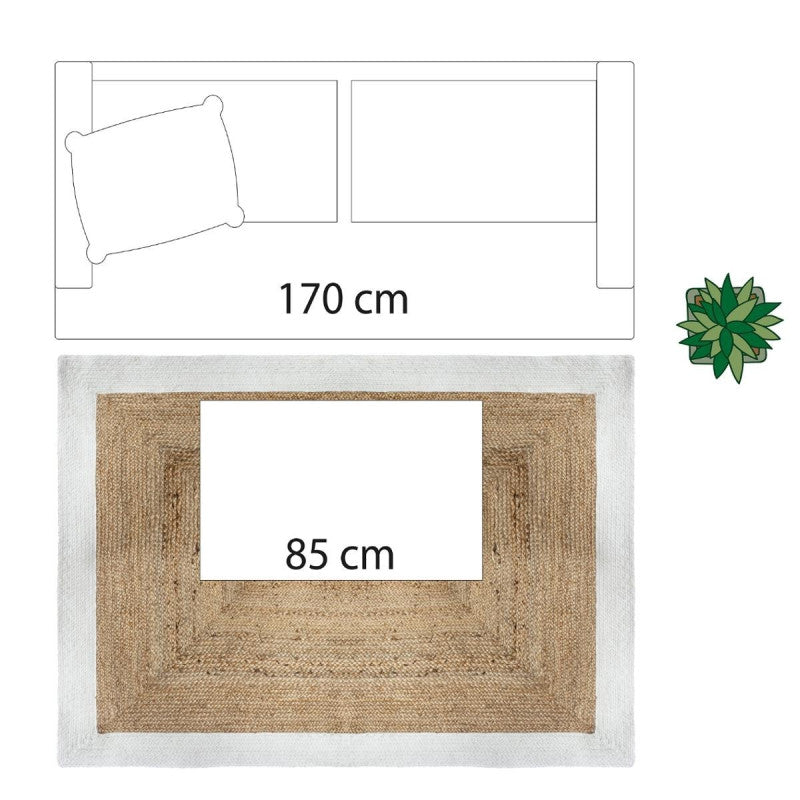 Tapis Jute Naturel Bord Blanc 120x170 Atmosphera