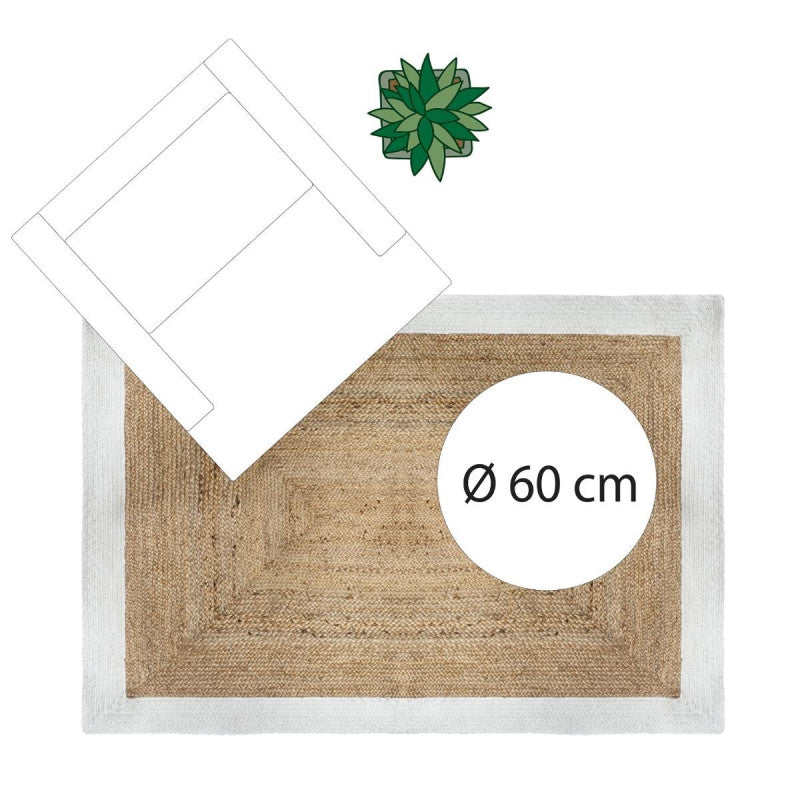  Tapis Jute Naturel Bord Blanc 120x170 Atmosphera